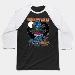 Trick or Treat Cat Clown with Mallet Baseball T-Shirt